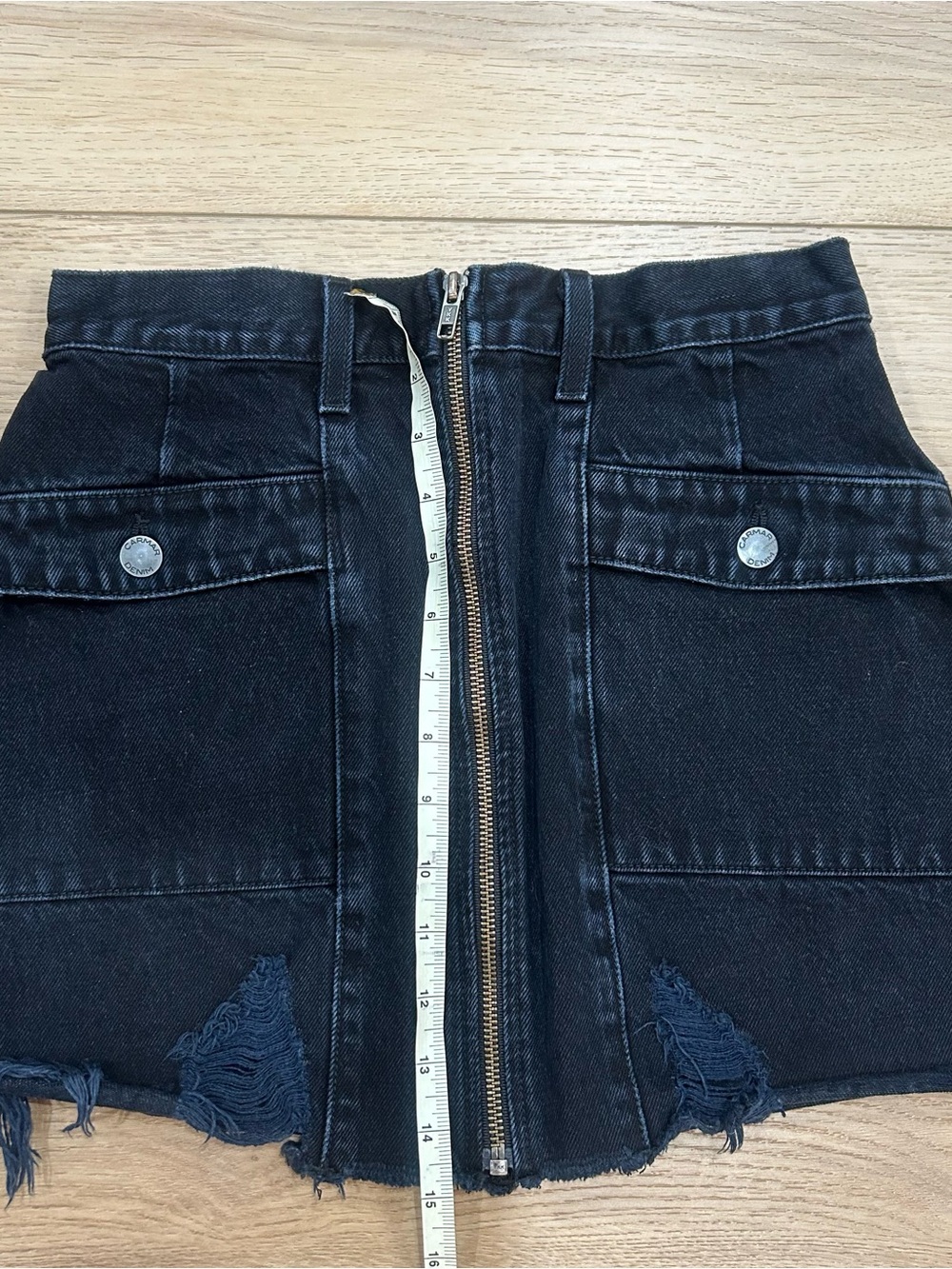 CARMAR Dark Blue Denim Mini Skirt with Front Zip - Picture 5 of 6